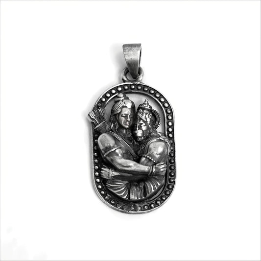 Lord Rama & Hanuman Pendant – Oval Relief (4 cm)