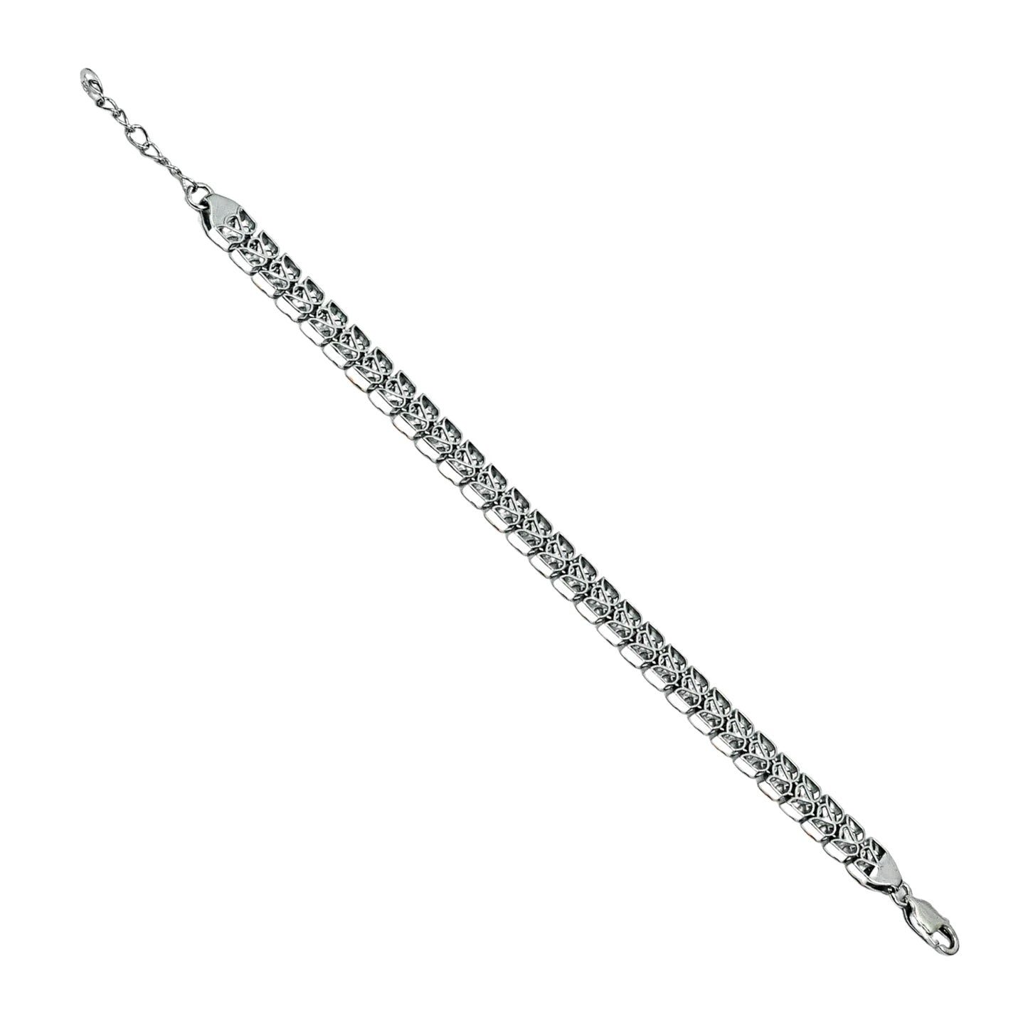 Men’s Sterling Silver Bracelet – Dual-Tone Waves (20 cm)