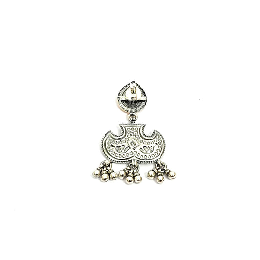 Women’s Sterling Silver Earrings – Floral Teardrop Jhumki (6 cm)
