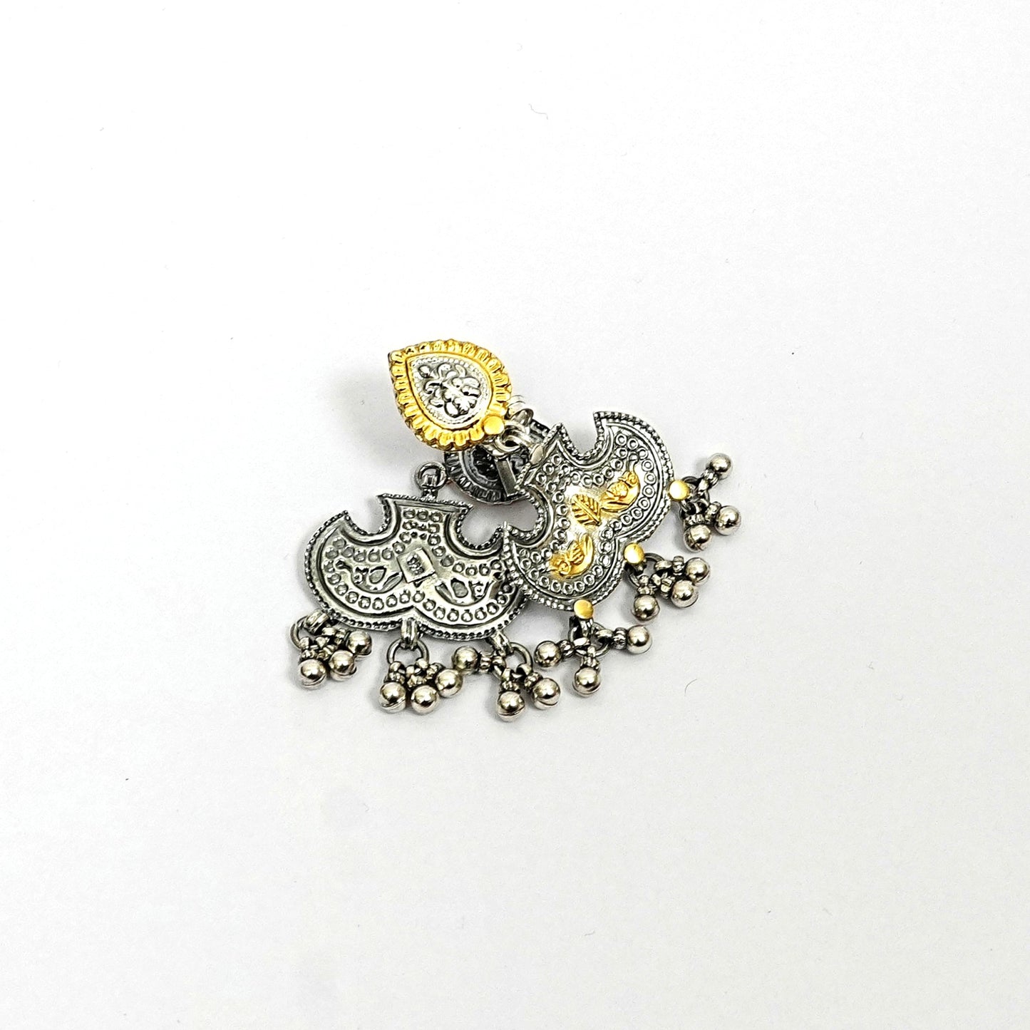 Women’s Sterling Silver Earrings – Floral Teardrop Jhumki (6 cm)