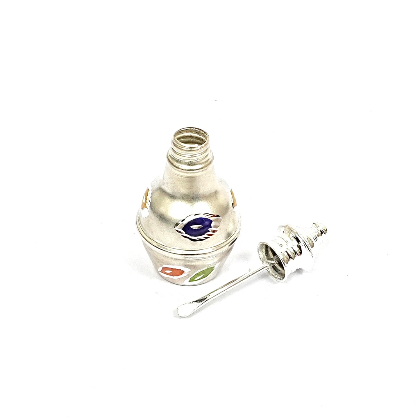 Sterling Silver Sindoor Dibbi – Enamel Ornate Design (2.5 inch)