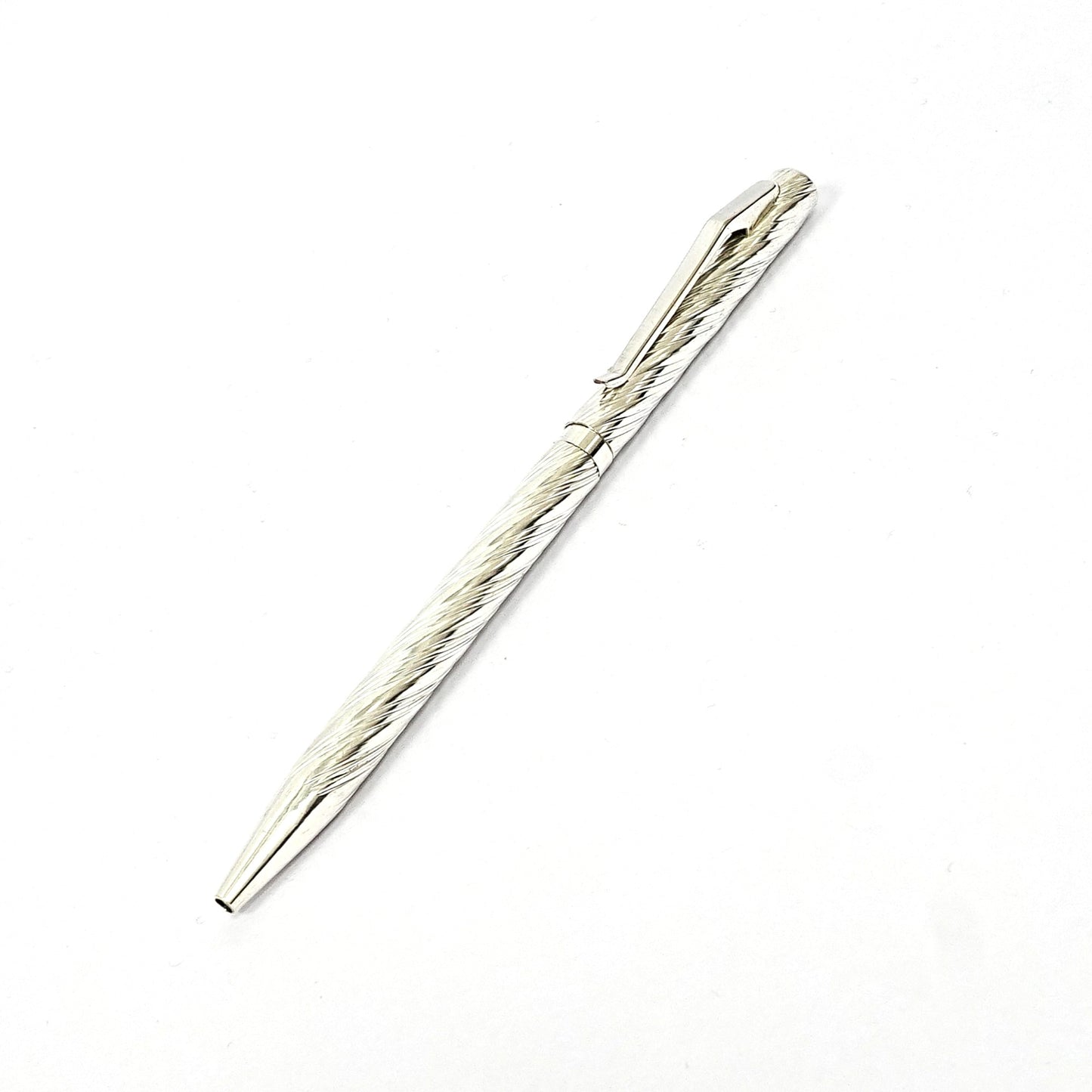 Pure Silver Pen – Spiral Textured Design (Standard Size)