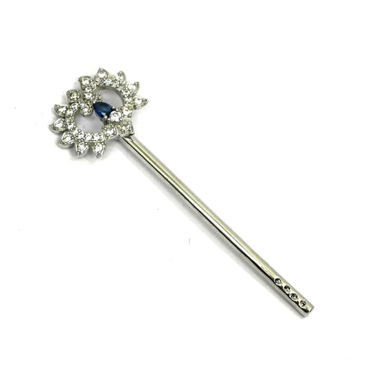 Sterling Silver Krishna Bansuri – Floral Gemstone Design (2.25 inch)
