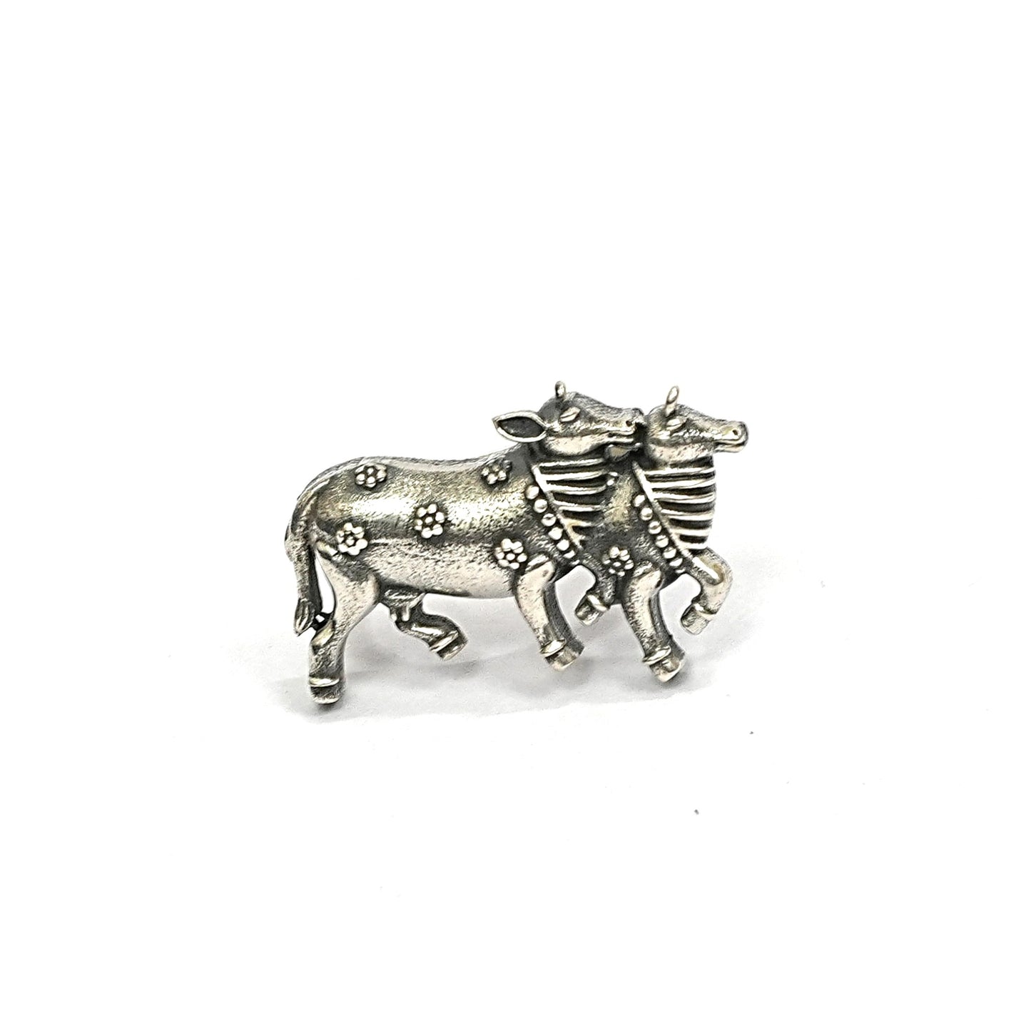 Sterling Silver Adjustable Ring – Pair of Cow Motif