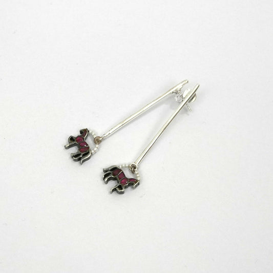 Sterling Silver Earrings – Horse Motif with Bead Detailing