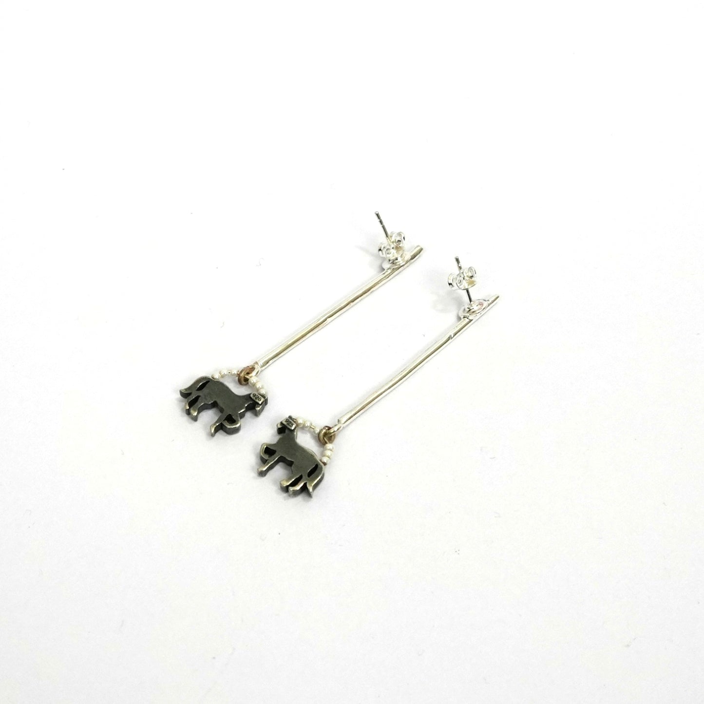 Sterling Silver Earrings – Horse Motif with Bead Detailing