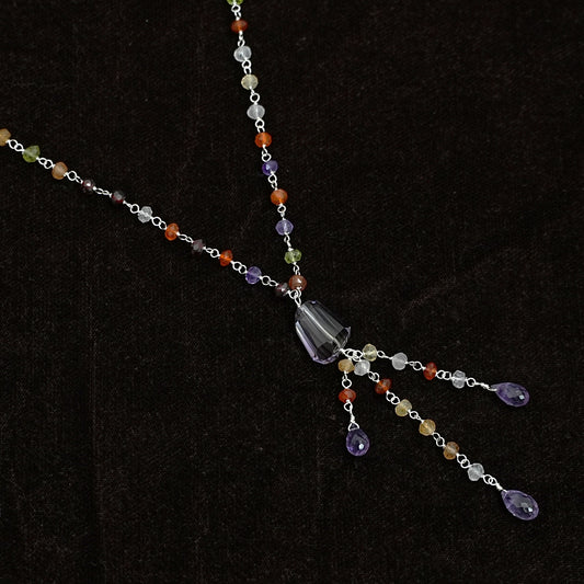 Sterling Silver Necklace – Multicolor Beads with Pendant