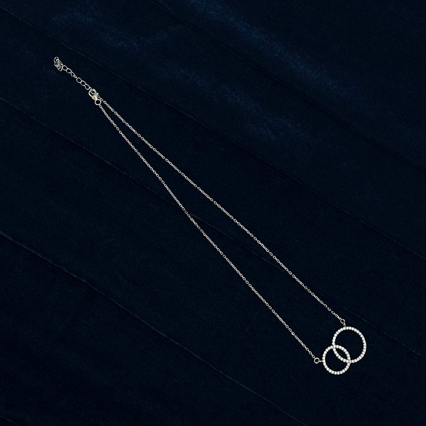 Sterling Silver Necklace – Interlocking Circle Motif with CZ Stones