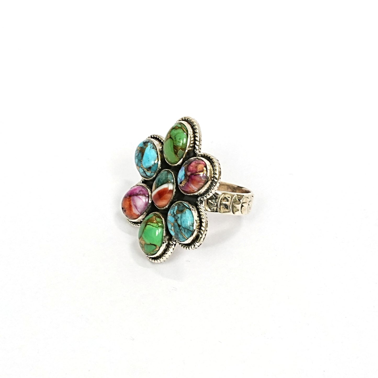 Multicolour Aura Quartz Sterling Silver Statement Ring
