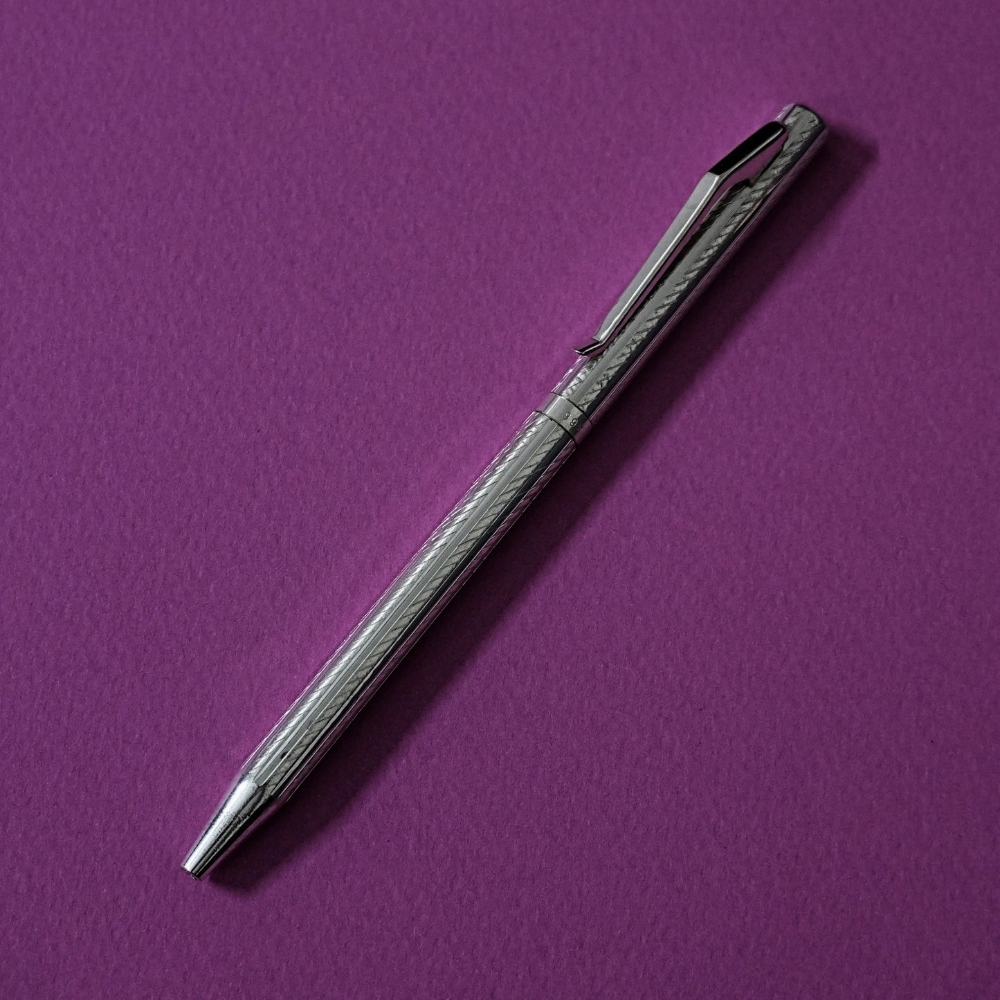 Pure Silver Pen – Spiral Textured Design (Standard Size)