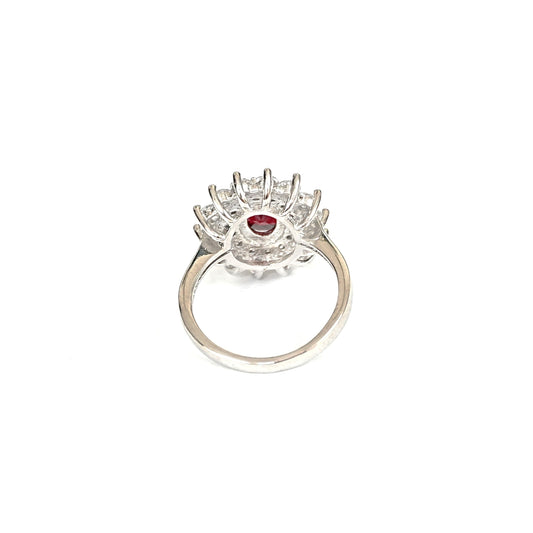 Sterling Silver Ruby Ring – Women’s with CZ Accents