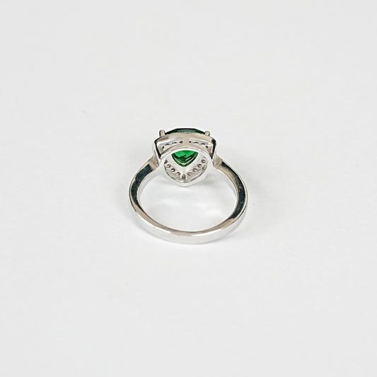 Sterling Silver Green Gemstone Ring – Women’s with CZ Accents