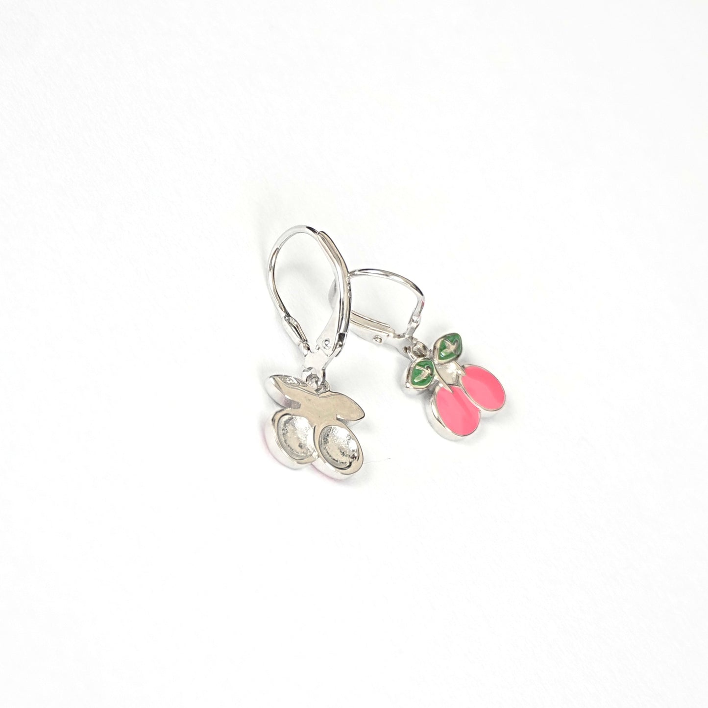Sterling Silver Kids Earrings – Cherry Charm Design