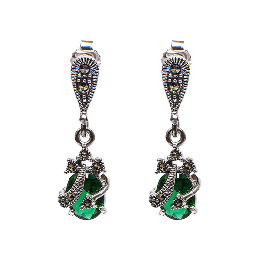 Emerald Serpent Jewellery Set – Pendant, Earrings & Ring
