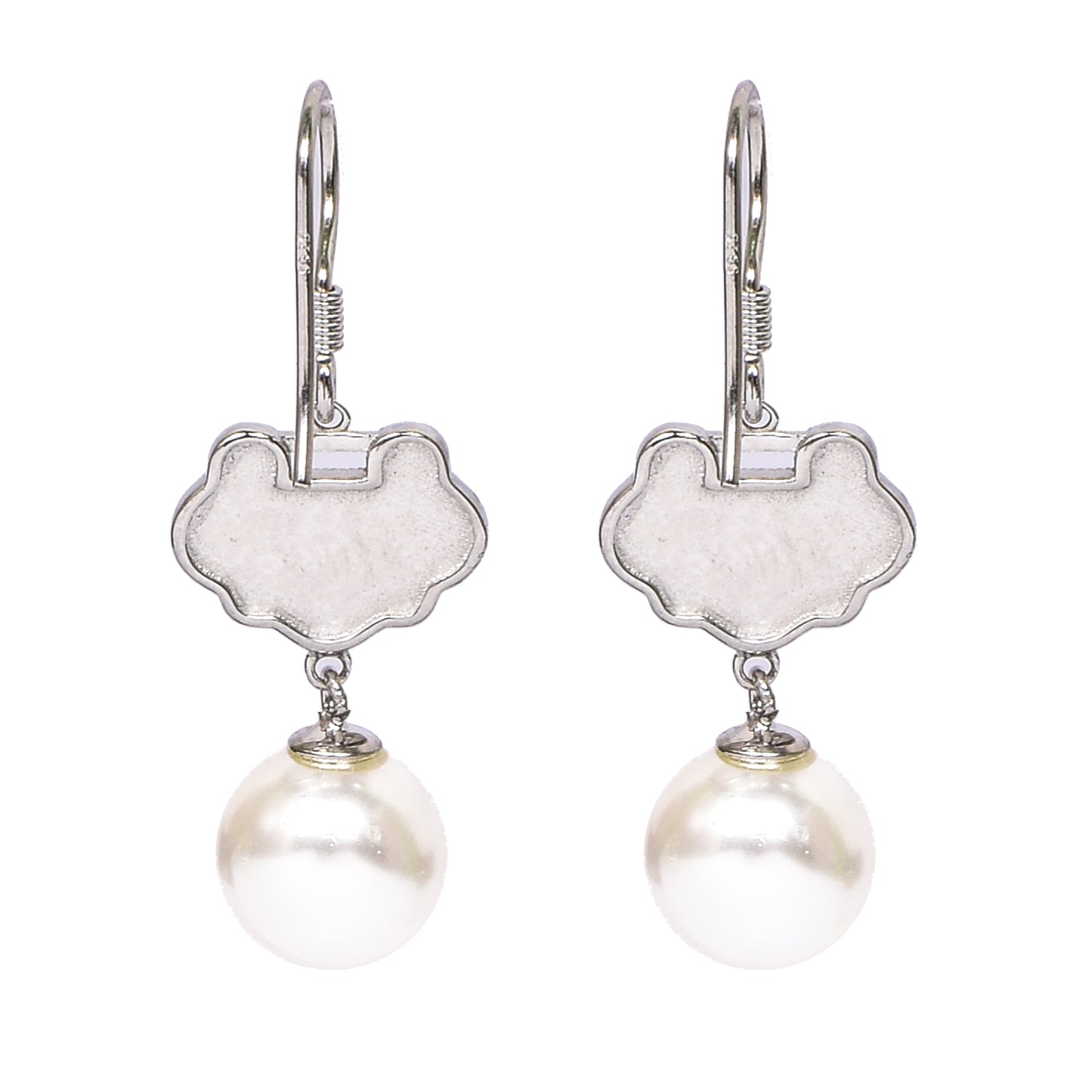 Women’s Silver Drop Earrings – Turquoise Accent with White Pearl (Size 3.75 cm)