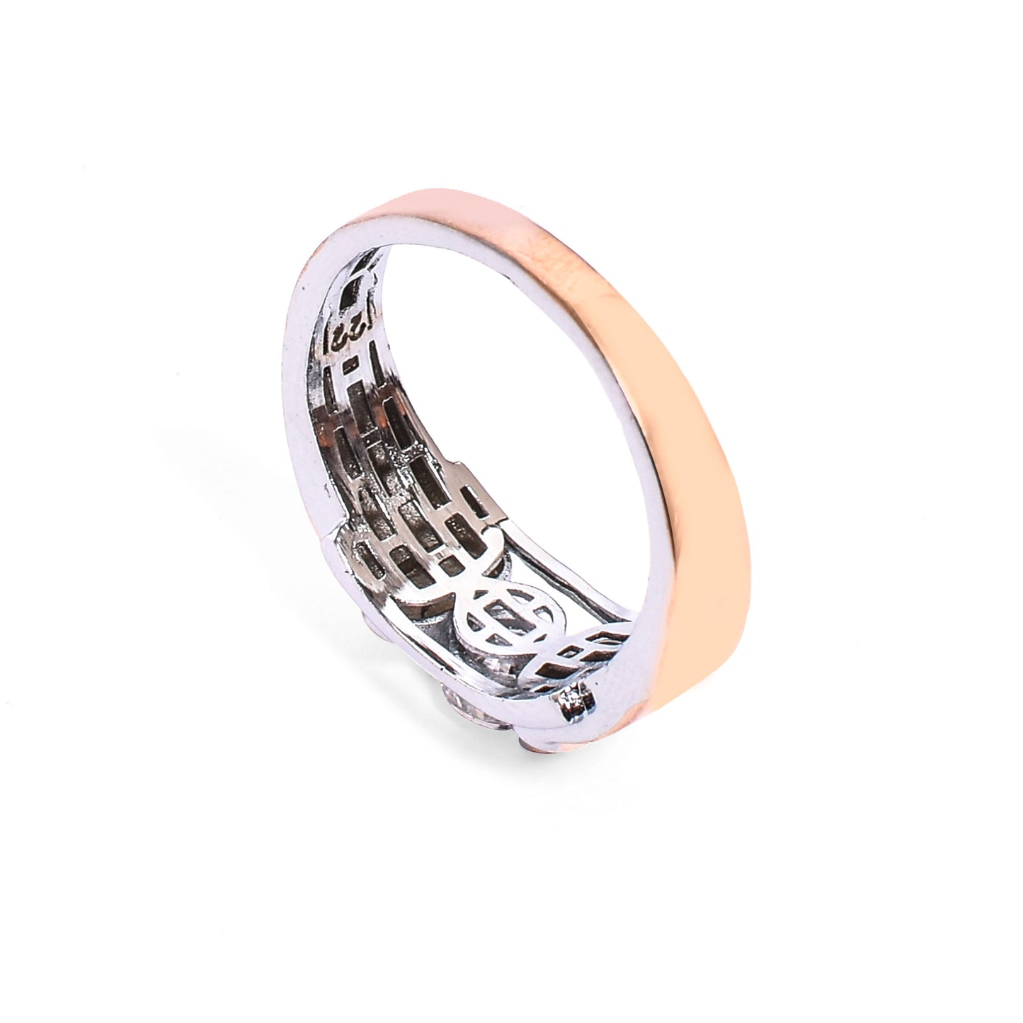 Men's Silver Ring – Cubic Zirconia Bezel in Rose Gold