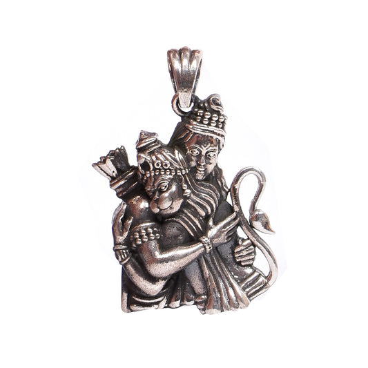 Hanuman-Rama Embrace Pendant – Antique Finish (4.5 cm)