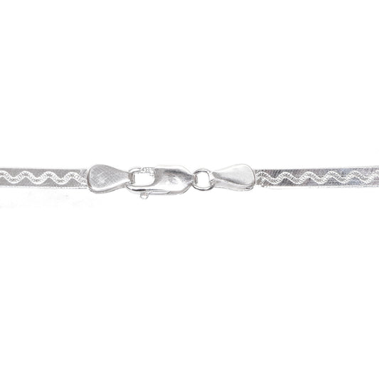 Women’s Silver Chain Necklace – Wavy Ribbon Design (Size 20 inch)