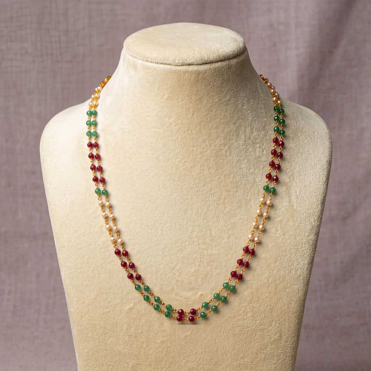 Ruby & Emerald Beaded Necklace