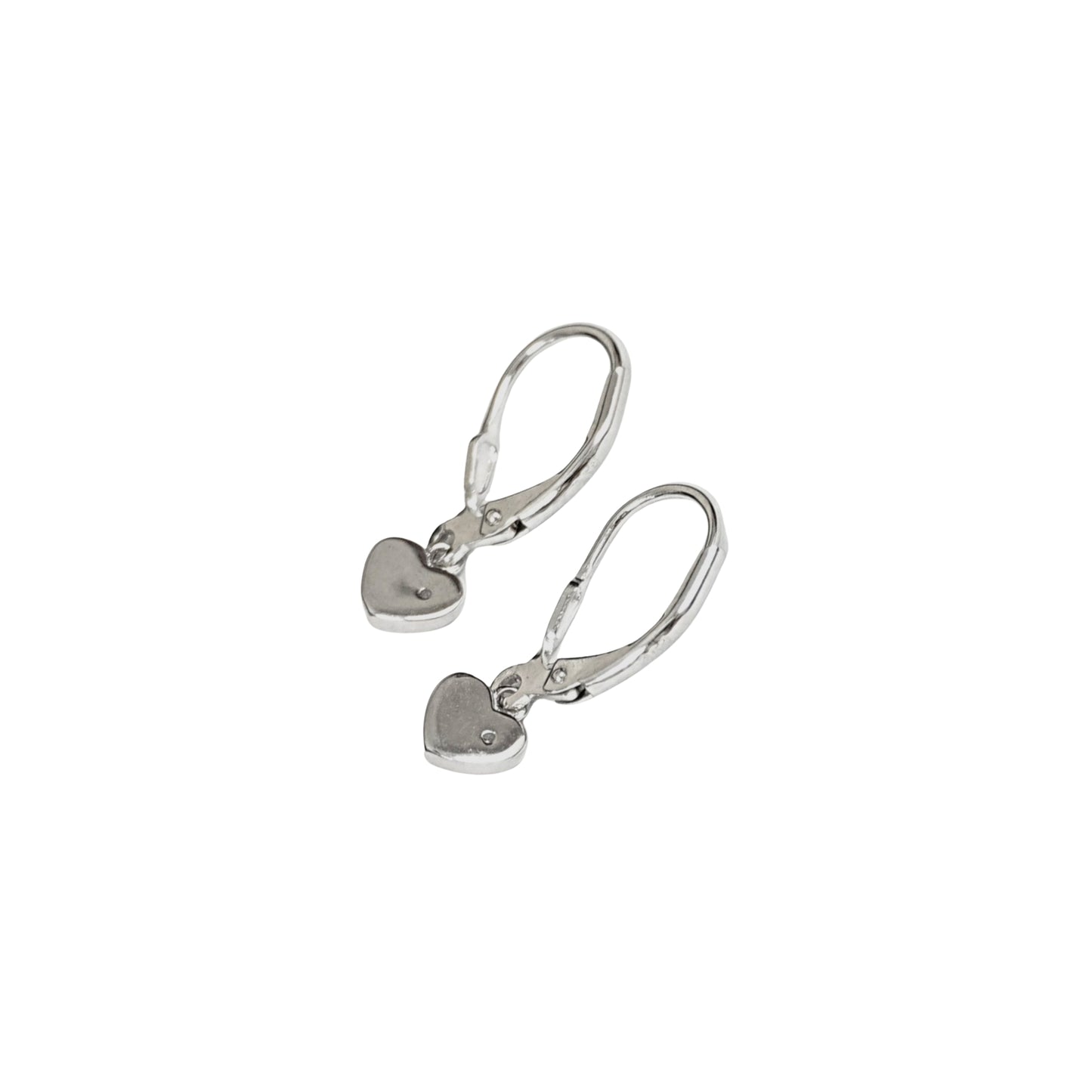 Sterling Silver Kids Earrings – Orange Heart Charm with CZ