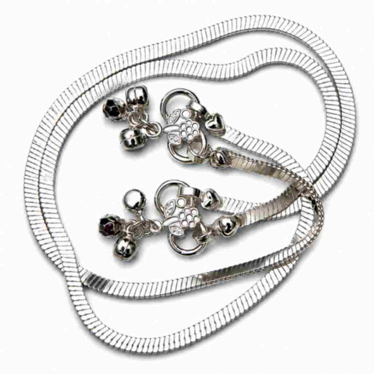 Sterling Silver Ornate Chain Anklets (Pair)
