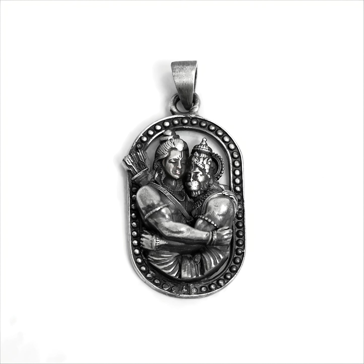 Lord Rama & Hanuman Pendant – Oval Relief (4 cm)