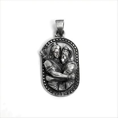 Lord Rama & Hanuman Pendant – Oval Relief (4 cm)