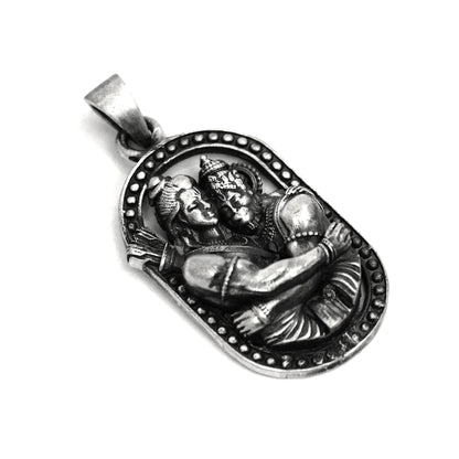 Lord Rama & Hanuman Pendant – Oval Relief (4 cm)