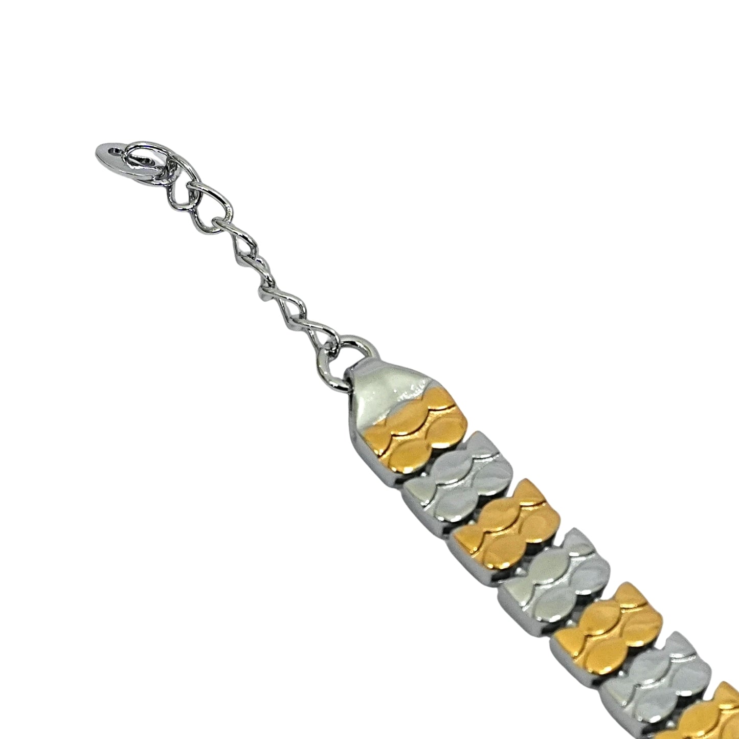 Men’s Sterling Silver Bracelet – Dual-Tone Waves (20 cm)