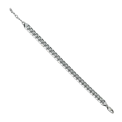 Men’s Sterling Silver Bracelet – Dual-Tone Waves (20 cm)