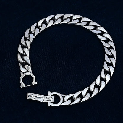 Men’s Sterling Silver Bracelet – Luxury Curb Links (22 cm)