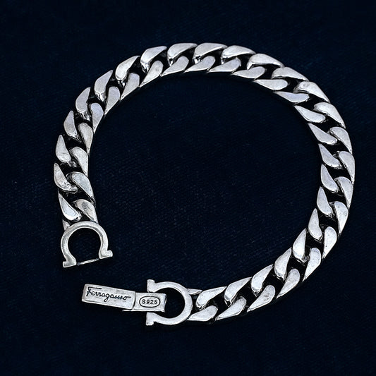Men’s Sterling Silver Bracelet – Luxury Curb Links (22 cm)