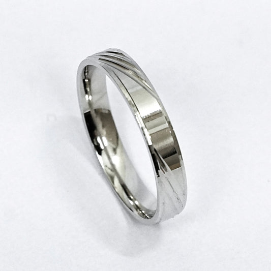 Men’s Sterling Silver Ring – Diagonal Groove Design (Size 25)