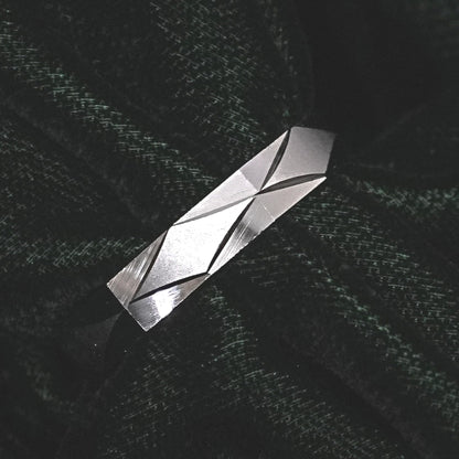 Men’s Sterling Silver Ring – Faceted Geometric Design (Size 22)