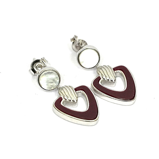 Women’s Sterling Silver Earrings – Heart & Pearl Elegance (2.5 cm)