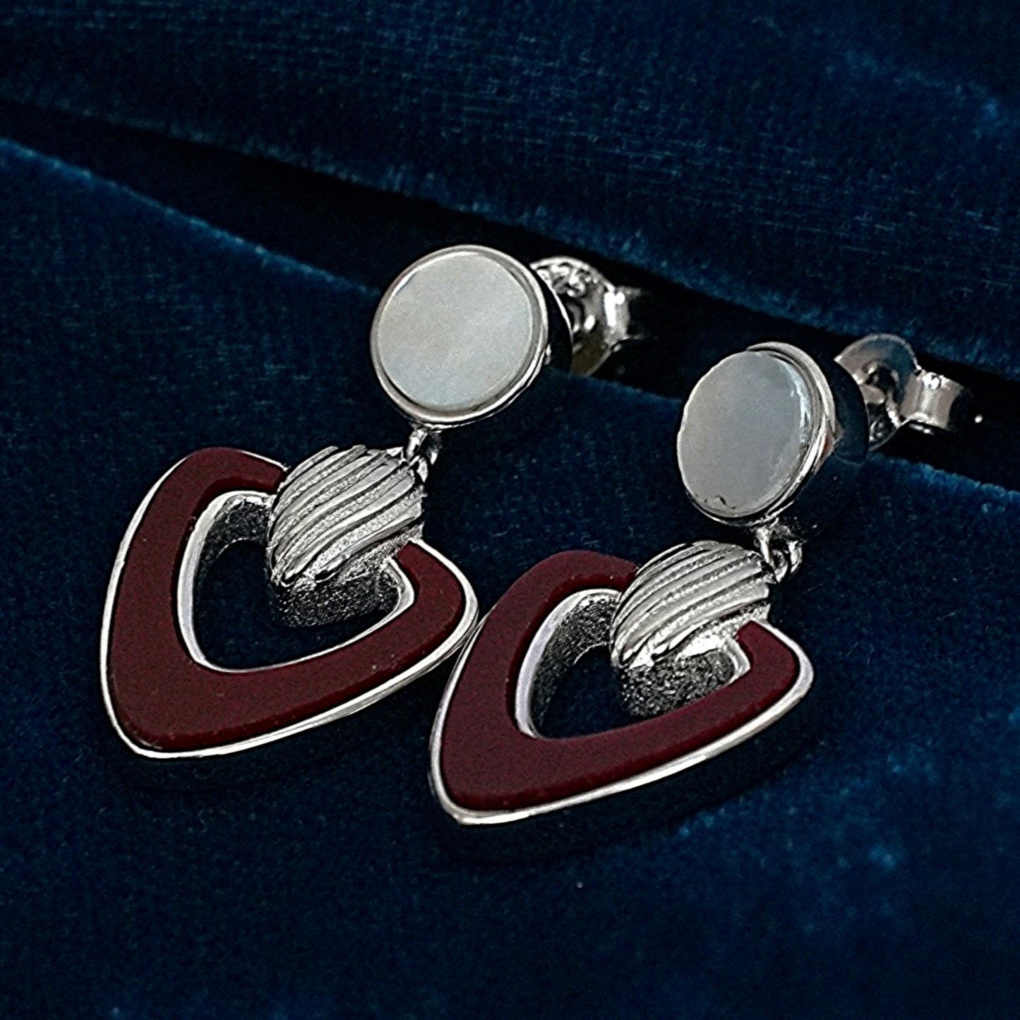Women’s Sterling Silver Earrings – Heart & Pearl Elegance (2.5 cm)