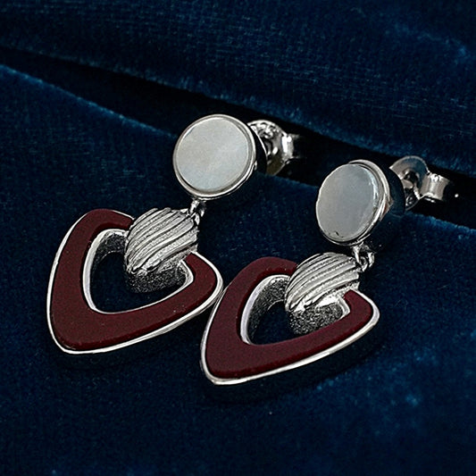 Women’s Sterling Silver Earrings – Heart & Pearl Elegance (2.5 cm)