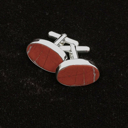 Sterling Silver Cufflinks – Oval Motif with Hematite Stone