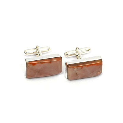 Sterling Silver Cufflinks – Rectangular Motif with Hematite Stone