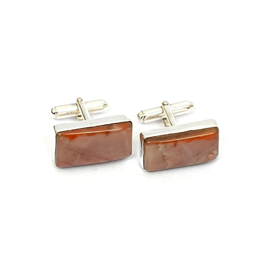 Sterling Silver Cufflinks – Rectangular Motif with Hematite Stone