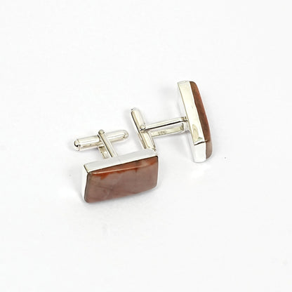 Sterling Silver Cufflinks – Rectangular Motif with Hematite Stone