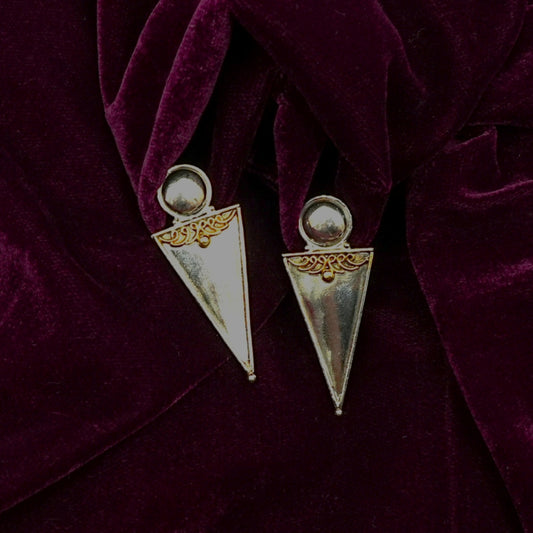 Women’s Sterling Silver Earrings – Geometric Floral Elegance (4.75 cm)