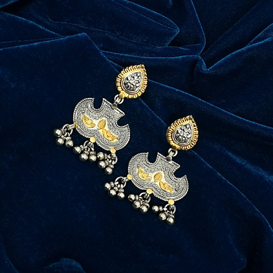 Women’s Sterling Silver Earrings – Floral Teardrop Jhumki (6 cm)
