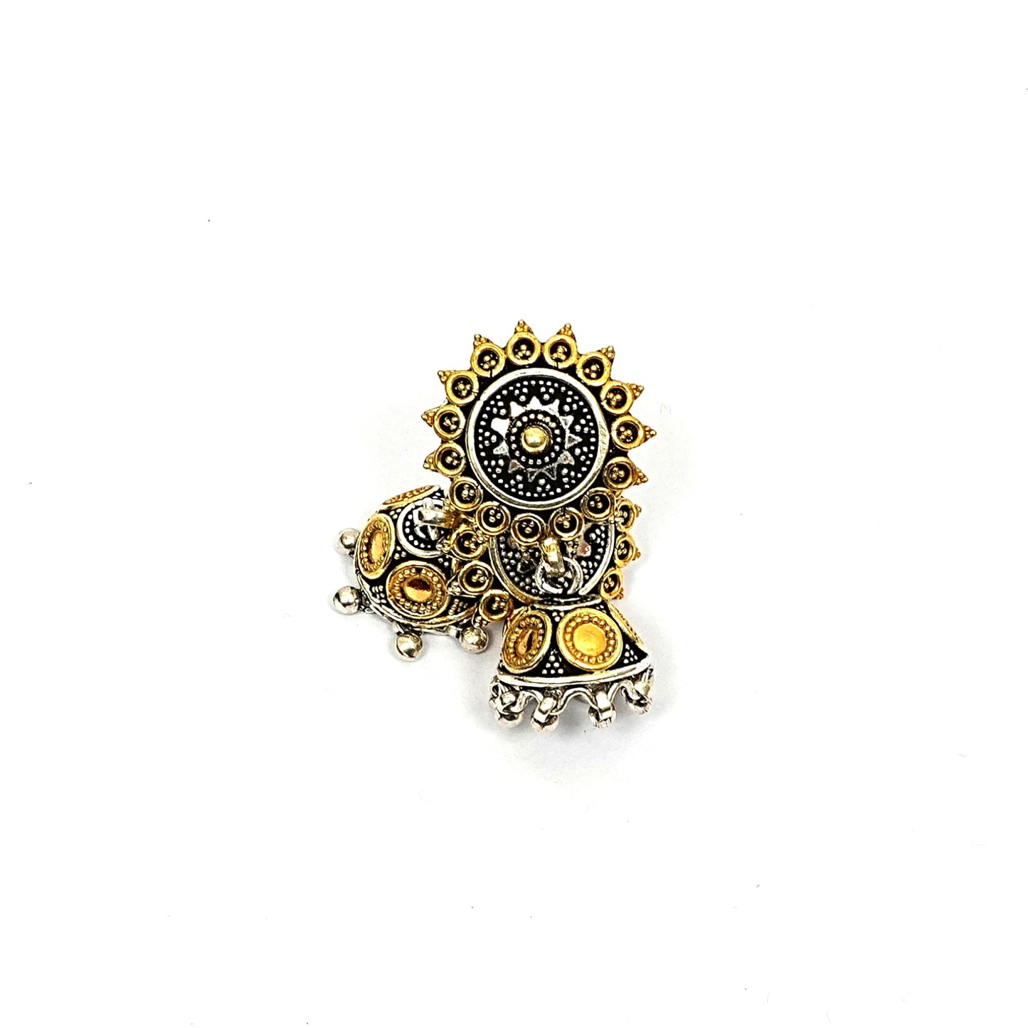 Women’s Sterling Silver Earrings – Sunburst Jhumka (4.25 cm)