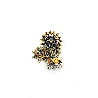 Women’s Sterling Silver Earrings – Sunburst Jhumka (4.25 cm)