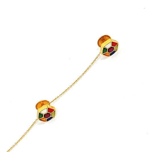 Men’s Sterling Silver Kurta Buttons – Gold-Plated Meenakari Hexagonal Set