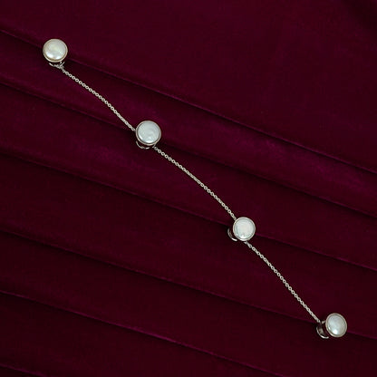 Men’s Sterling Silver Kurta Buttons – Mother-of-Pearl Inlay Set (Standard Size)