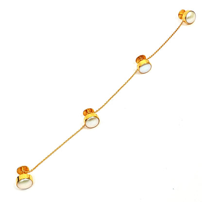 Men’s Sterling Silver Kurta Buttons – Gold-Plated Mother-of-Pearl Set (Standard Size)