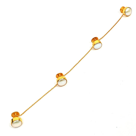 Men’s Sterling Silver Kurta Buttons – Gold-Plated Mother-of-Pearl Set (Standard Size)