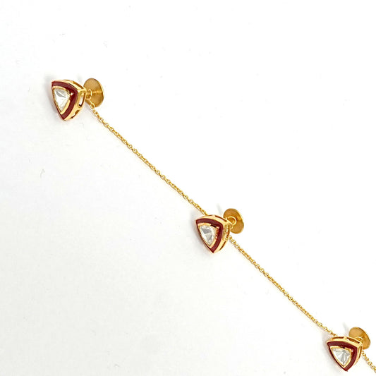 Men’s Sterling Silver Kurta Buttons – Gold-Plated Moissanite Polki & Enamel Set (Standard Size)